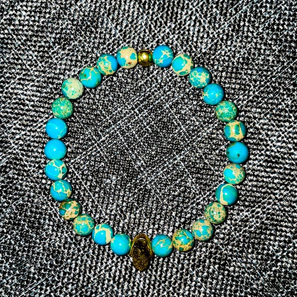 Turquoise hand of Fatima 🪬 stretchy bracelet